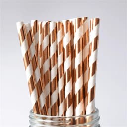 Gold Rose Gold Paper Straws Strip Dot Drinking Straw Disposable Tableware Party Supplies Wedding Birthday Party Decoration Kids