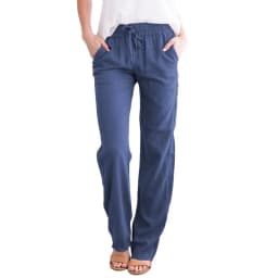 Spring and summer new solid color cotton and linen drawstring loose casual wide leg pants