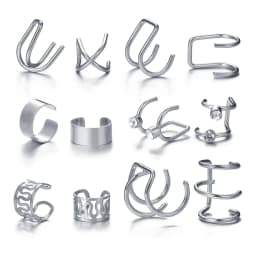 12PC Creative Gold Color Leaves Clip Earrings for Women Men Simple C Ear Cuff No Piercing Ear Ear Clip Set Trend Jewelry Gift