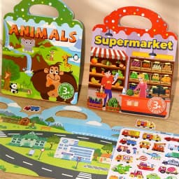 Kids' Reusable DIY Sticker Books Multi-Theme Bubble Paste Book Stickers Portable Montessori Sticker Toy Gifts for Children