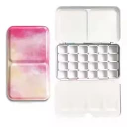 Empty Watercolor Palette Tin Color Mixing Palette Paint Storage Box Iron Paint Tray with Half/Full Pans For Painting