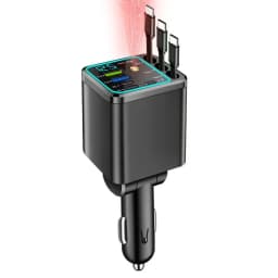 120W Retractable Car Charger with Roof Starlight USB C Cable Fast Charger Cigarette Lighter Adapter For IPhone Huawei Samsung