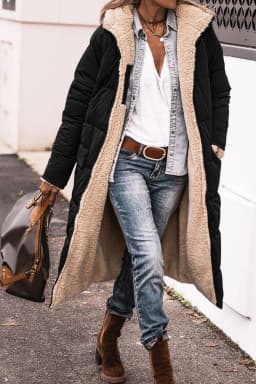 Women Autumn Winter Parkas Solid Color Long Sleeve Hooded Zippers Pockets Warm Casual Fashion Comfortable Regular Standard Fit