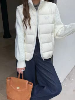 Winter Patchwork Parkas for Women Thick Warm Knitted Sleeve Splicing Puffy Coats Korean Loose Preppy Zipper Down Outwear New