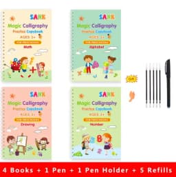 1/4PCS Sank Magic Practice Copybook Pen Preschools Kids Calligraphy English Verison Free Wiping Children Reusable Writing Book