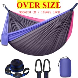 Outdoor Camping Hammock, Single & Double Person Heavy Duty Hammock with Carrying Bag and Tree Straps for Picnic Beach Travel
