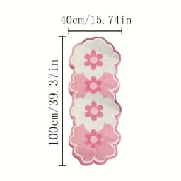 VIKAMA Cute Pink Flower Shaped Bedside Runner Rug, Soft Fluffy Non-Slip Bedroom Carpet, Kawaii Floral Floor Mat for Girls Room