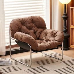Leather Single Sofa Chair Nordic Sofa Backrest Armchair Retro Light Luxury Living Room Furniture Individual Reclining Chair