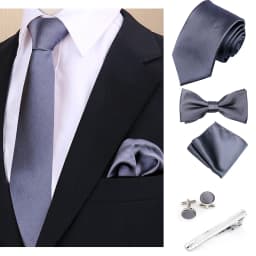 Luxury Fashion Men's Solid Necktie Bowtie Set with Pocket Square Cufflinks Tie Clip Wine Blue Elegant Striped Accessories Gravat