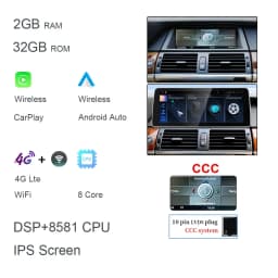 12.3" Carplay Android 13.0 8G+256G 8Core GPS Car radio Player Multimedia Stereo Wifi For BMW X5 E70 X6 E71 E72 CCC CIC 2007-2013