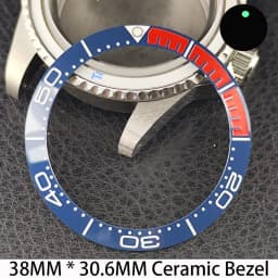 Sloping 38mm * 30.6mm Ceramic/Aluminum Bezel GMT and Diving Watch Insert Fits for 40mm Men's Watch Case Bezel Replacement Insert