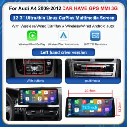 8.9 Inch 12.3'' Touch Display Multimedia Player Andriod Auto Link For Audi A4 S4 B8 2008-2012 GPS Carplay Screen Car Play