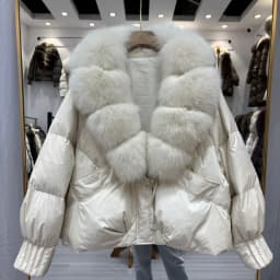 OFTBUY Women's Winter Down Jacket Big Natural Fur Collar Duck Down Jacket Women Short Thick Loose Coat with Fur for Female
