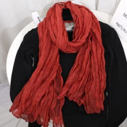 Solid Color 180*90cm Cotton Linen Scarf Retro Autumn Winter New Warm Silk Pleated Retro Thin Long Strip Shawl Men and Women's