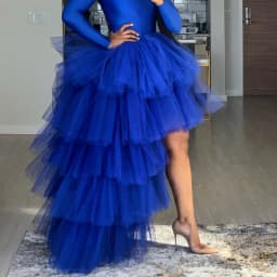 2020 Spring Grass Green Ruffles Tiered High Low Tulle Skirts Women Elastic Custom Made Long Puffy Tulle Skirt Women Fashion Tutu