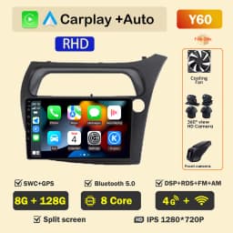 Car Radio Screen For Honda Civic Hatchback 2006-2011 Carplay Android Auto Player Multimedia 4G WIFI GPS Navigation 2Din Stereo