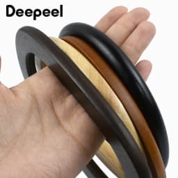 2Pcs Deepeel Solid Wood Bag Handle Women's Handbag Woven-Bag Wrist Ring Handles Purse Frame Handmade DIY Bags Accessories