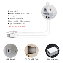 Smart PIR Motion Sensor USB 5V COB Neon Strip Light Delay Time Adjustable Work At Night/Dark Only For Bedroom Corridor Stairs