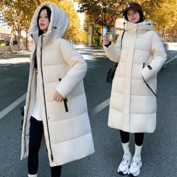 2026 Fashion Down Winter Cotton-padded Jacket Men Women Couple Clothes Long Parkas Thicken Warm Tops Hooded Overcoat Loose Coats