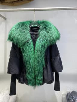 Janveny Large Real Silver Fox Fur Collar 2026 White Duck Down Jacket Women Winter Luxury Puffer Coat Oversize Feather Outwear