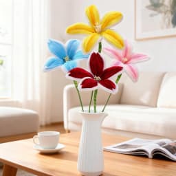5Pcs Lily DIY Artificial Flower Chenille Stem Fluffy Wire Pipe Cleaners Twist Stick Children Educational Toys Creative Handcraft