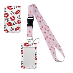 Simple Marble Heart Rainbow Card Holder with Buckle Lovely Hanging Rope ID Pass Hang Accessories Holder Lanyard Passr Case