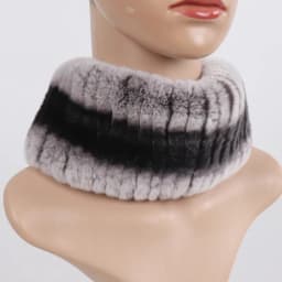 Women's Winter Warm Genuine Fur Hat Scarf Set Real Rex Rabbit Fur Cap with Silver Fox Scarves 2-Piece Natural Fashion Accessory