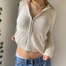 Women’s Full Zip Knit Hoodies Casual Sweaters Solid Color Long Sleeve Drawstring Sweatshirts Cardigan Zip-up Clothing Y2K