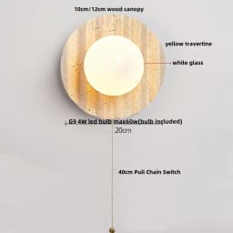 IWHD Nordic Modern LED Wall Lights Living Dining Room Bar Yellow Travertine Interior Home Decor Creatvie Bedside Lamp Lamparas