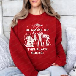 Robin Beam Me Up This Place Sucks Sweatshirt Woman Man Funny Quote Movie Long Sleeve O Neck Hoodie Sweatshirts Women Pullover