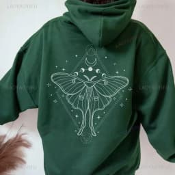 Bug Goblincore Moon Phases Moth Hoodie Luna Moth Sweatshirt Dark Academia Clothing Cottagecore Top Witchy Sweater Insect Tshirt