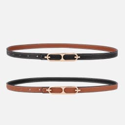 Simple Thin Belt for Women Double-Sided PU Leather Waistband Female Lady Dress Coat Pants Slimming Waist Strap 벨트