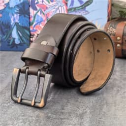 Super Wide 4.2CM Luxury Thick Genuine Leather Men Belt Double Buckle Belt Ceinture Leather Belt Men Jeans Trouser Belt MBT0018