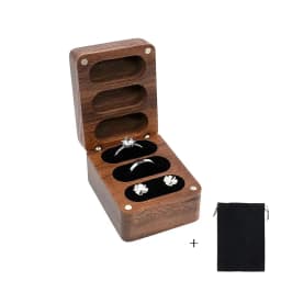 3 Slots Walnut Wood Triple Flip Ring Box,Custom Engagement Wooden Wedding Ring Boxesx Anniversary,Proposal Rings Holder Bearer
