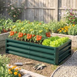 4' x 2' Raised Steel Garden Planter Bed for Vegetables, Herbs & Flowers, Grey