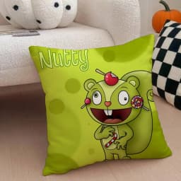 H-Happy Tree F-Friends N-Nutty Pillow Case Anti-dustmite Pillowcase Invisible Zipper Silky Short Plush Sofa Cushion Cover