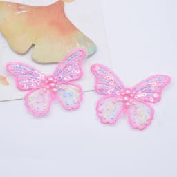 12Pcs 62*48mm Exquisite Sequins Embroidered Mesh Butterfly for DIY Headwear Hair Clips Decor Clothes Hat Shoes Sewing Patches