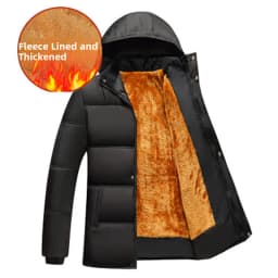 Men's Thickened Fleece Lined Cotton Jacket Mid-Length Quilted Warm Coat for Middle-Aged And Elderly Spring Autumn Fashion