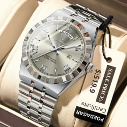 POEDAGAR Luxury Top Watch For Man Classic Week Date Waterproof Luminous Men Wristwatch Stainless Steel Quartz Men's Watches Male