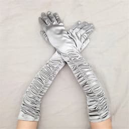 Women Long Solid folds Satin Soft Multicolor Ceremonial Gloves Dance Performance Elasticity Retro Style Opera