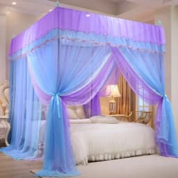2025 New Palace Double-Layer Contrasting Mosquito Net Girl Style Encrypted Triple Door Soft Mesh Floor Bed Canopy with Folds