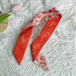 New Luxury Fruit Design Women Long Scarf Chiffon Silk Scarves Rubber Red Tie Black Bag Ribbon Headbands Bag Scarves Neckerchief
