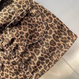 Elastic Brown Leopard Print Denim Hip Skirt