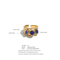 Yhpup New Arrivals Stainless Steel Shell Amazonite Stone Adjustable Ring Hypoallergenic Metal Aesthetic Jewelry
