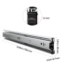 SucceBuy Drawer Slides 10 Pairs Full Extension Ball Bearing Cabinet Rails 100LB Load Capacity Heavy Duty Side Mount for Kitchen