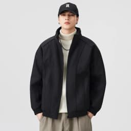 DUKEEN Men's Winter Padded Bomber Jacket Stand Collar Windproof Casual Coat Loose Fit Warm Streetwear Jacket