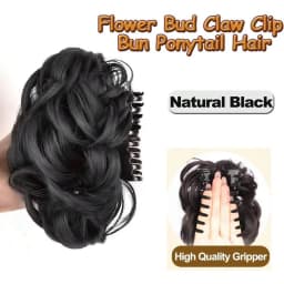 Single Pack Hair Clip for Bun - Synthetic Fiber Wig, Messy Curly Hair Scrunchie, Elegant Floral Bun,Women'S Hair Accessory