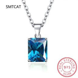 9ct Created Red Ruby 925 Sterling Silver Pendant Necklace for women Engagement Party Jewelry 45CM Link Chain New Arrival