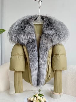 Janveny Large Real Silver Fox Fur Collar 2026 White Duck Down Jacket Women Winter Luxury Puffer Coat Oversize Feather Outwear