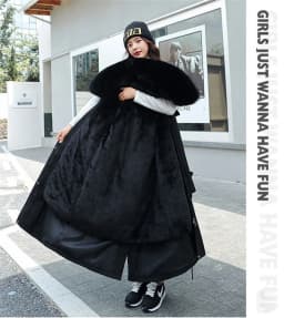 2026 New Winter Jacket Women's Parkas Thick Warm Fur Lining Long Parka Female Hooded Fleece Padded Coat Distachable Outwear 5XL
